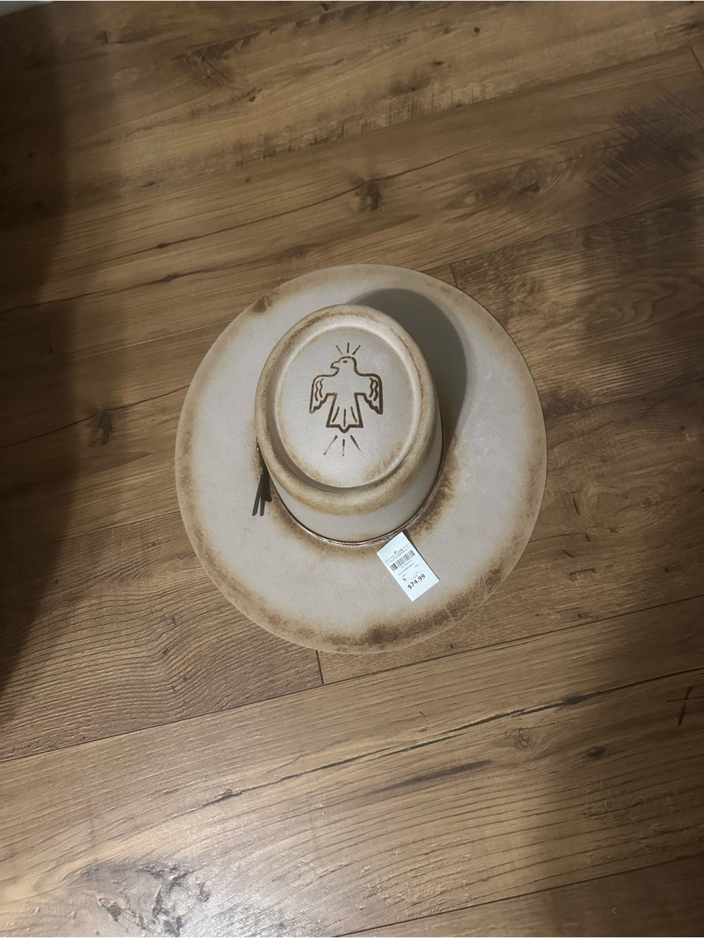 Cream Western Hat with Embossed Bird Design